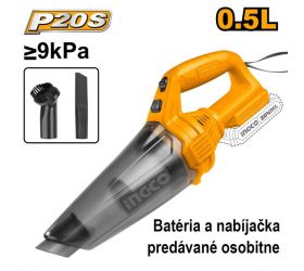 Vysávač ručný CVLI201261 INGCO AKU 20V P20S bez akumulátora a nabíjačky