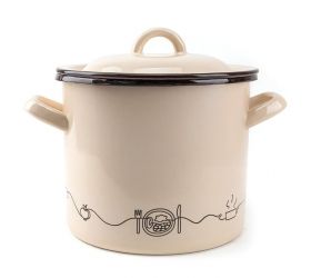 Hrniec smaltovaný s pokrievkou, 25cm/10L, dekor Linea