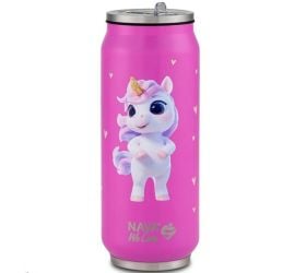 Termohrnček so slamkou 500 ml nerez, jednorožec ružový NAVA