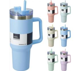 Termohrnček nerezový so slamkou 1200 ml mix farieb
