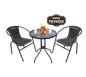 Nábytok záhradný NINA 3-dielny kov+ratan+sklo