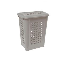 Kôš na špinavé prádlo, plastový, 60L, HAMPER, sivý