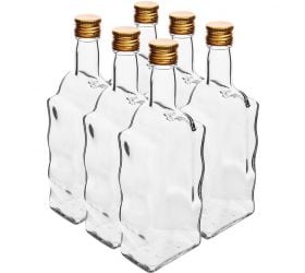 Fľaša sklenená, hranatá, kláštorná, 500 ml, s uzáverom na závit