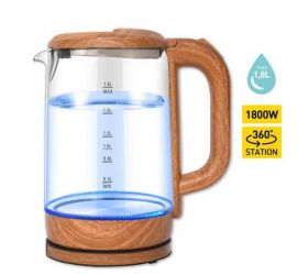 Rýchlovarná kanvica 1,8 l, SKLO/PLAST Drevodekor, 1800 W, podsvietená