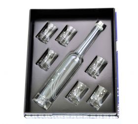 Štamprlík a fľaša na alkohol SWAROVSKI CRYSTALS, sada 6 +1 ks