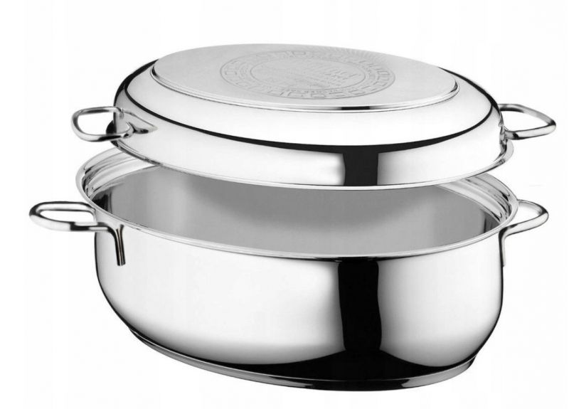 Hrniec, pekáč oceľový s pokrievkou + parná vložka 5,6L-34cm oválny