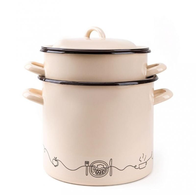 Hrniec smaltovaný s pokrievkou, 21cm/6L, dekor Linea