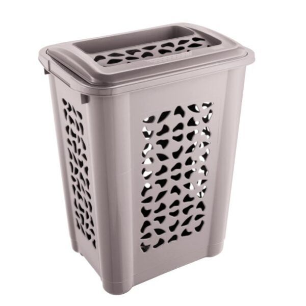 Kôš na špinavé prádlo, plastový, 60L, HAMPER, sivý