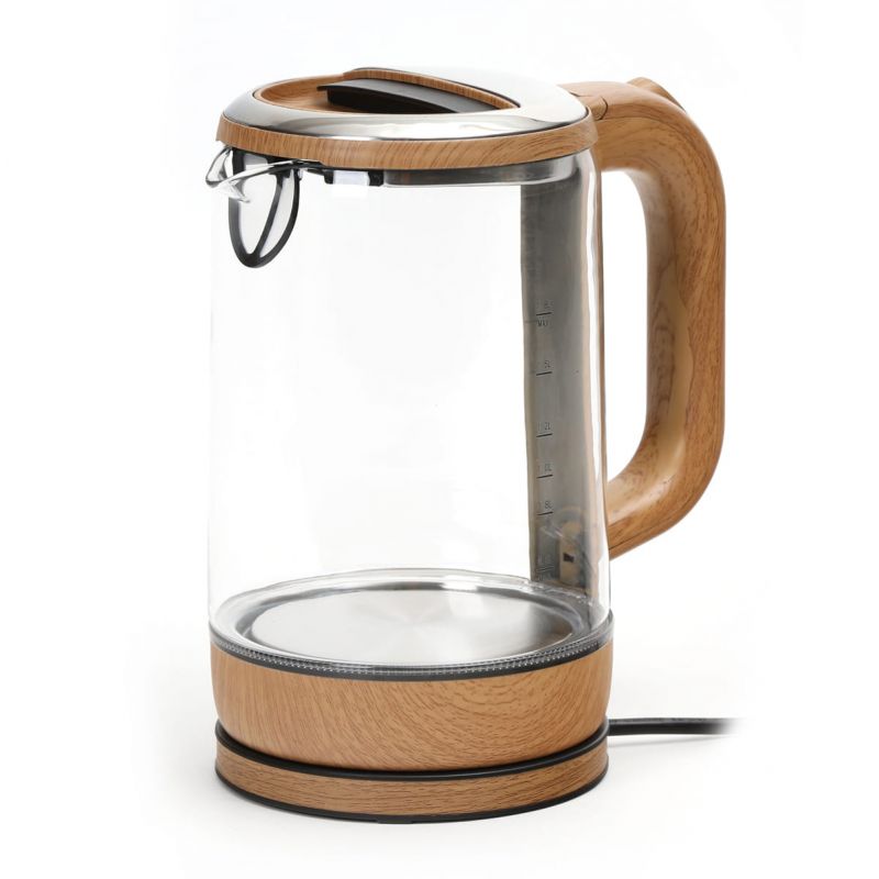 Rýchlovarná kanvica 1,8 l, SKLO/PLAST Drevodekor, 1800 W, podsvietená