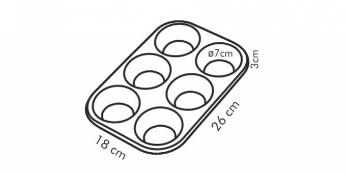 Forma muffinov DELÍCIA 6ks 26x18cm