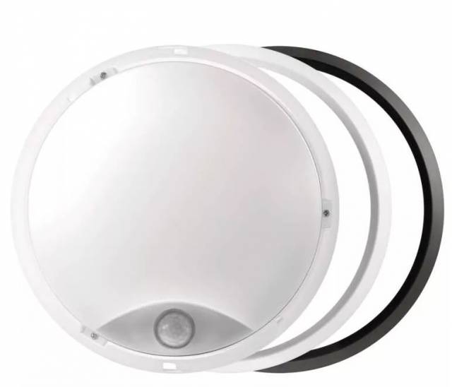 EMOS LED svietidlo prisadené kruhové so senzorom, 14W, neutrálna biela, priemer 21,5cm, čierna/biela