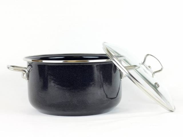 Kinekus Smaltovaný hrniec s pokrievkou SFINX PREMIUM 5 l/24 cm, čierny